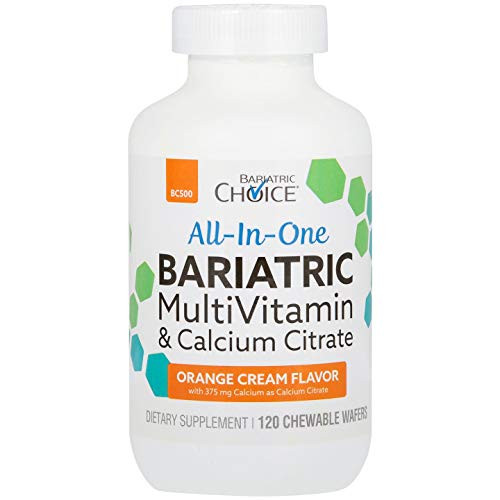 Bariatric Choice - All-in-One Bariatric MultiVitamin - Designed for Post Bariatric Surgery - Chewable Vitamin Supplements with 375 mg Calcium Citrate - Orange Cream - 120 ct