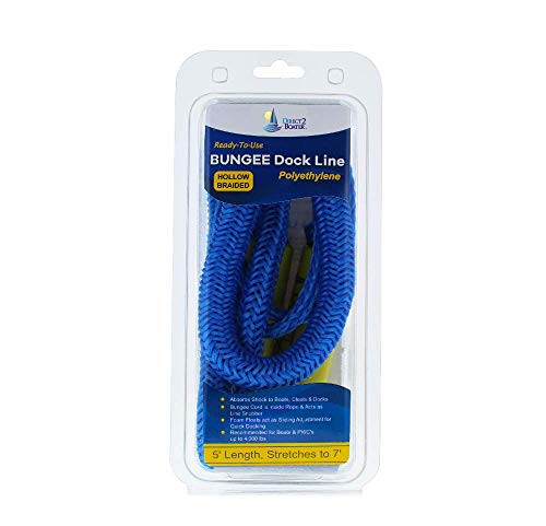 6' Bungee Dock Line - Blue - Stretches to 9' - Ideal for Boats, PWC, Jet Ski, Dinghy, Kayak & Pontoon up to 4000#