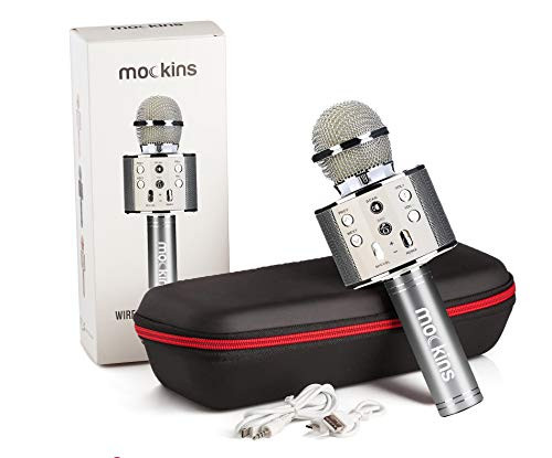 mockins Wireless Bluetooth Karaoke Microphone with Built In Bluetooth Speaker All-in-One Karaoke Machine | Compatible with Android & Ios Iphone - Silver Color