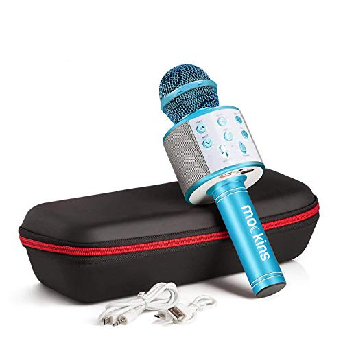 mockins Wireless Bluetooth Karaoke Microphone with Built In Bluetooth Speaker All-in-One Karaoke Machine | Compatible with Android & Ios Iphone - Blue Color
