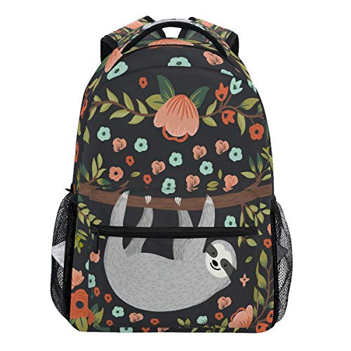 Oarencol Cute Sloth Tree Flowers Branch Animal Floral Backpack Bookbag Daypack Travel School College Bag for Womens Mens Girls Boys