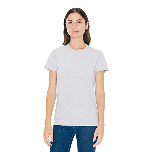 American Apparel Women's Fine Jersey Fitted Short Sleeve T-Shirt, Heather Grey, Small