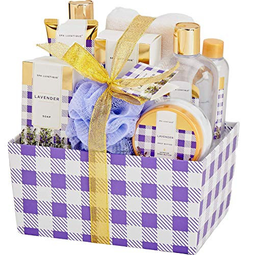 Spa Luxetique Spa Gift Baskets for Women, Lavender Bath Set, Premium 10Pcs Gift Baskets for Women, Home Spa Gift Set with Body Butter, Bath Puff, Body Lotion, Best Gift Set for Women.