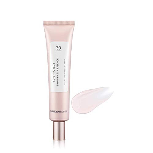 THANKYOU FARMER Sun Project Shimmer Sun Essence SPF 30+ PA++ | Primer for Glowing and Flawless Makeup | 1.40 Fl Oz (40ml)