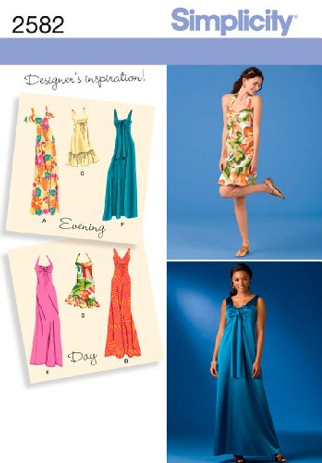 Simplicity Day-Evening Pattern 2582 Misses Dress in 3 Lengths with Bodice Variations Sizes 6-8-10-12-14 Simplicity Day-Evening Pattern 2582 Misses Dress in 3 Lengths with Bodice Variations Sizes 6-8-10-12-14