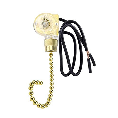 Ceiling Fan Switch On-Off Speed Zing Ear ZE-109, Ceiling Fan Pull Chain Switch Compatible with Hunter Ceiling Fan Lamps (Brass Pull Chain)