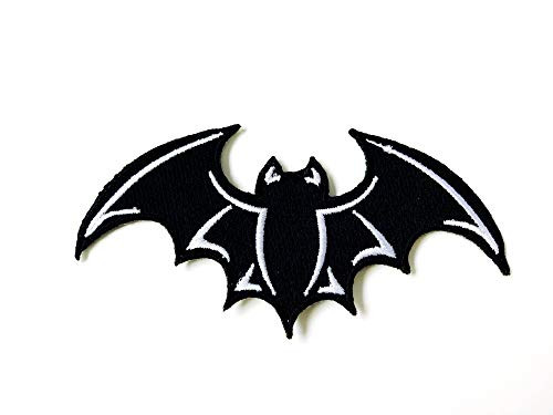 TH Black Evil Bat Vampire Biker Motorcycle Logo Applique Embroidered Sew on Iron on Patch for Backpacks Jeans Jackets T-Shirt Clothing etc.