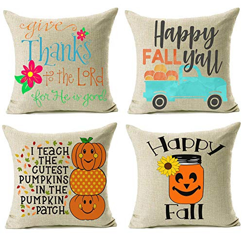 Lanpn 16x16 Fall Decor Pillow Covers, Decorative Thanksgiving Harvest Farmhouse Autumn Pumpkin Throw Pillow Shams Cover Cases Set of 4 for Couch Lanpn 16x16 Fall Decor Pillow Covers, Decorative Thanksgiving Harvest Farmhouse Autumn Pumpkin Throw Pillow Shams Cover Cases Set of 4 for Couch