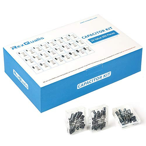 REXQualis 24Value 696pcs Electrolytic Capacitor Assortment Kit Range 0.1uF-1000uF, 10V 16V 25V 50V