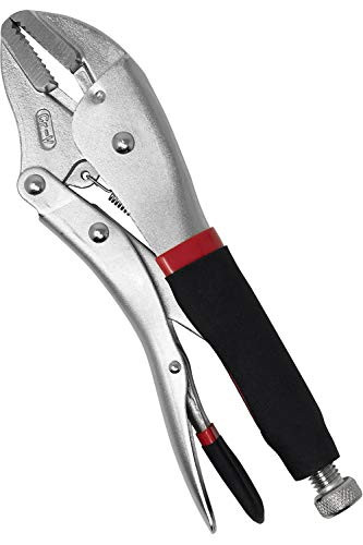 Toolman 250mm (10in) Curved Jaw Locking Pliers CRV Manual Curved Jaw Fast Release Soft grip Handle QTH029