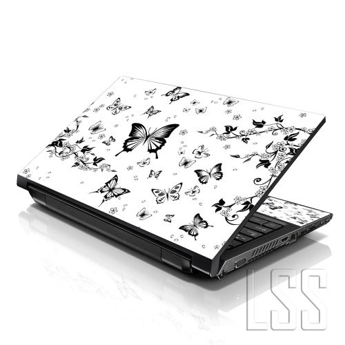 LSS 15 15.6 inch Laptop Notebook Skin Sticker Cover Art Decal Fits 13.3" 14" 15.6" 16" HP Dell Lenovo Apple Asus Acer Compaq (Free 2 Wrist Pad Included) Butterflies Floral