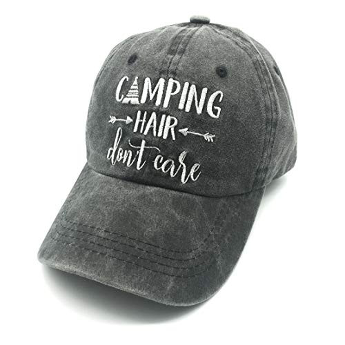 Waldeal Women's Embroidered Camping Hair Don't Care Cap Low Profile Dad Hat Black Waldeal Women's Embroidered Camping Hair Don't Care Cap Low Profile Dad Hat Black