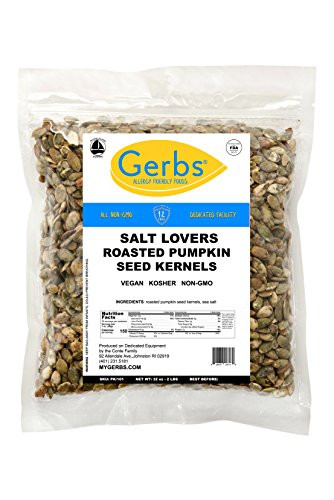 Salt Lovers Pumpkin Seed Kernels, 2 LBS by Gerbs  Top 14 Food Allergy Free & NON GMO - Vegan & Kosher - Dry Roasted Premium Quality Seeds Grown in Mexico