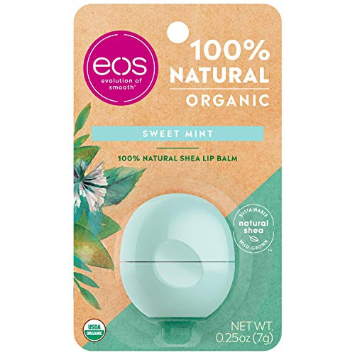 eos USDA Organic Lip Balm - Sweet Mint | Lip Care to Moisturize Dry Lips | 100% Natural and Gluten Free | Long Lasting Hydration | 0.25 oz eos USDA Organic Lip Balm - Sweet Mint | Lip Care to Moisturize Dry Lips | 100% Natural and Gluten Free | Long Lasting Hydration | 0.25 oz