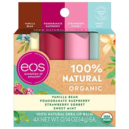 eos USDA Organic Lip Balm - Variety Pack | Lip Care to Nourish Dry Lips | 100% Natural and Gluten Free | Long Lasting Hydration | 0.14 oz | 4 Pack eos USDA Organic Lip Balm - Variety Pack | Lip Care to Nourish Dry Lips | 100% Natural and Gluten Free | Long Lasting Hydration | 0.14 oz | 4 Pack