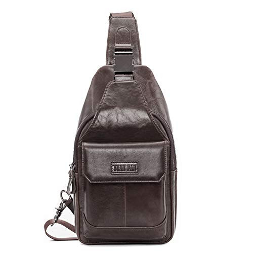 Men's Genuine Leather Crossbody Sling Bag,Chest bag,Hiking Backpack Water Resistant Anti Theft