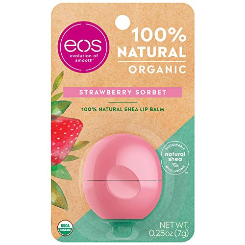 eos USDA Organic Lip Balm - Strawberry Sorbet | Lip Care to Moisturize Dry Lips | 100% Natural and Gluten Free | Long Lasting Hydration | 0.25 oz eos USDA Organic Lip Balm - Strawberry Sorbet | Lip Care to Moisturize Dry Lips | 100% Natural and Gluten Free | Long Lasting Hydration | 0.25 oz