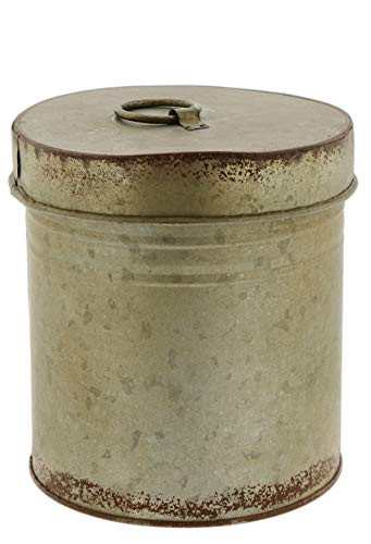 The Bridge Collection Galvanized Metal Bucket Container with Lid, 6"