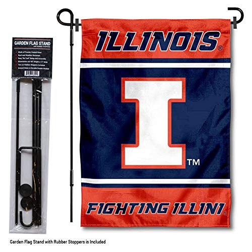 College Flags & Banners Co. Illinois Fighting Illini Garden Flag with Stand Holder College Flags & Banners Co. Illinois Fighting Illini Garden Flag with Stand Holder
