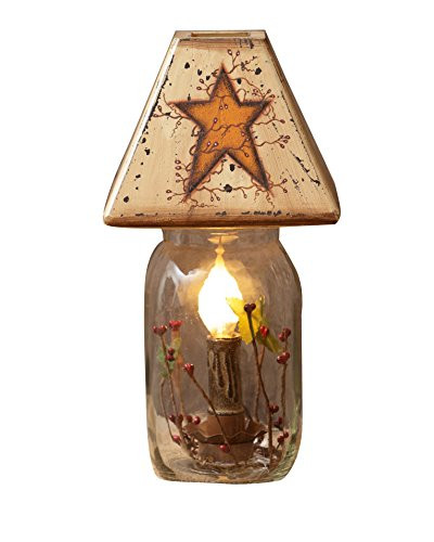 Your Heart's Delight 5.25"x11"x5.25" Primitive Star Electrical Jar Light
