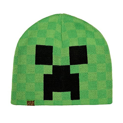 JINX Minecraft Creeper Face Knit Beanie, Green, L/XL