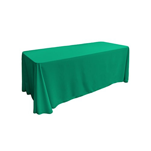 LA Linen Polyester Poplin Rectangular Tablecloth 90 by 132-Inch, Jade