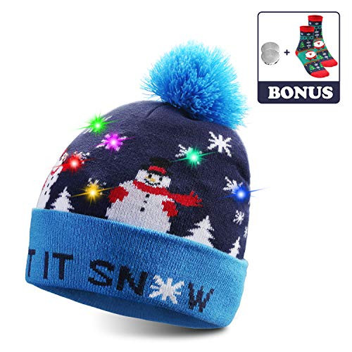 TAGVO LED Light Up Hat Beanie Knit Cap, Colorful LED Xmas Christmas Beanie TAGVO LED Light Up Hat Beanie Knit Cap, Colorful LED Xmas Christmas Beanie