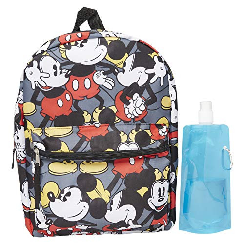 Mickey Mouse Backpack Combo Set - Mickey Mouse Boys 3 Piece Backpack Set - Backpack, Water Bottle and Carabina (Allover)