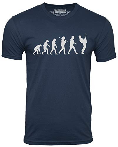 Think Out Loud Apparel Guitar Player Evolution Funny T-Shirt Guitarist Musician Tee T Shirt Navy 2XL
