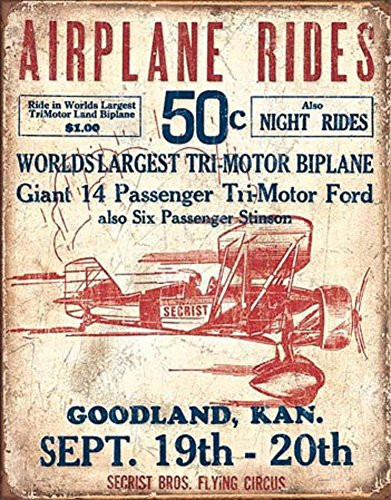 Poster Revolution Secrist Flying Circus - Airplane Rides Tin Sign 13 x 16in