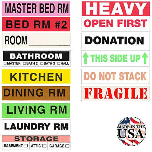 Tag-A-Room Color Coded Home Moving Box Labels, 500 Count Moving Stickers, Moving Supplies
