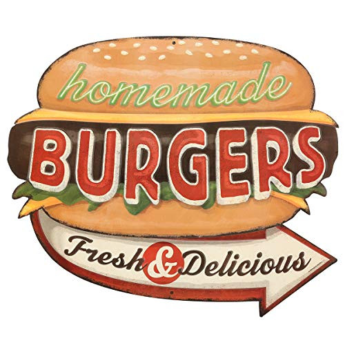 Open Road Brands Homemade Burgers Embossed Tin Sign