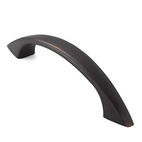 Cauldham 10 Pack Solid Kitchen Cabinet Arch Pulls Handles (3" Hole Centers) - Curved Drawer/Door Hardware - Style M243 - Oil Rubbed Bronze