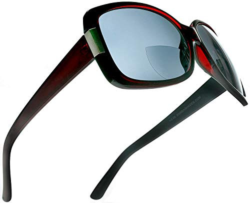 BiFocal Sun Readers Fashion Reading Sunglasses for Women Jackie O French Riviera SunReaders Style in Red +3.00