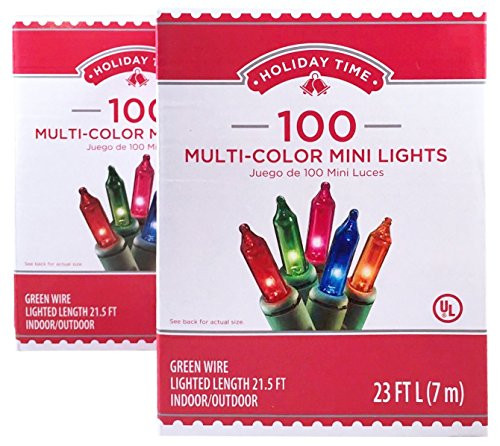 Holiday Time 100 Multicolor Mini Lights - Green Wire - Indoor/Outdoor