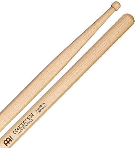 Meinl Stick & Brush Drumsticks, Concert SD2-Hard Maple with Barrel Shape Wood Tip-Made in Germany (SB114)