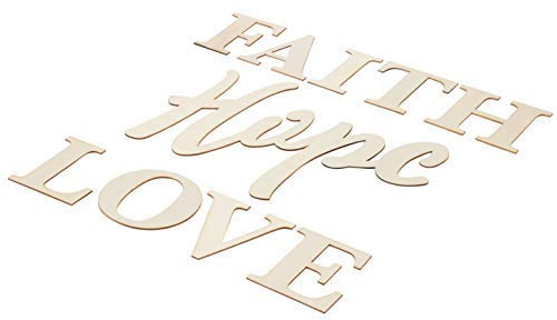 Unfinished Wood Sign and Wood Letters, Faith Hope Love