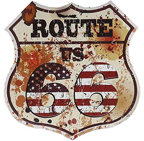 SUDAGEN Route 66 Shield Tin Art Sign Historic Retro Vintage Classic American Decor, Metal Signs for Garage, Bar, Restaurant, Man Cave, Living Room Decoration (Vintage Route 66) SUDAGEN Route 66 Shield Tin Art Sign Historic Retro Vintage Classic American Decor, Metal Signs for Garage, Bar, Restaurant, Man Cave, Living Room Decoration (Vintage Route 66)