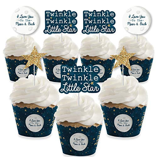 Twinkle Twinkle Little Star - Cupcake Decoration - Baby Shower or Birthday Party Cupcake Wrappers and Treat Picks Kit - Set of 24 Twinkle Twinkle Little Star - Cupcake Decoration - Baby Shower or Birthday Party Cupcake Wrappers and Treat Picks Kit - Set of 24