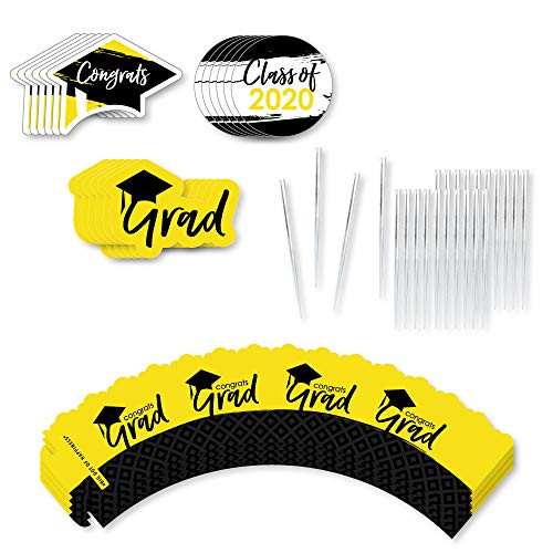 Big Dot of Happiness Yellow Grad - Best is Yet to Come - Cupcake Decoration - 2020 Yellow Graduation Party Cupcake Wrappers and Treat Picks Kit - Set of 24 Big Dot of Happiness Yellow Grad - Best is Yet to Come - Cupcake Decoration - 2020 Yellow Graduation Party Cupcake Wrappers and Treat Picks Kit - Set of 24
