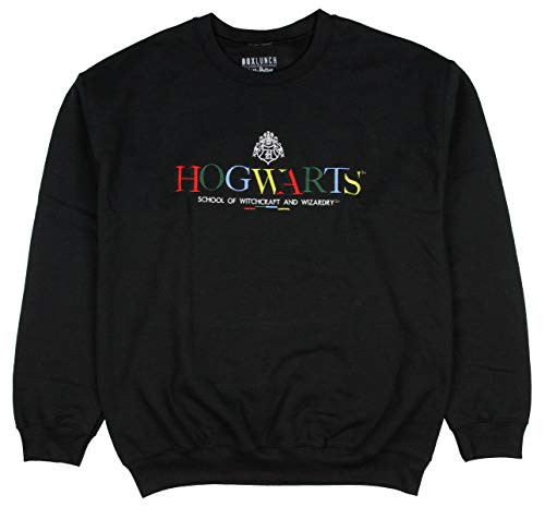 Harry Potter Men's Hogwarts School Of Witchcraft And Wizardry Embroidered Crewneck Sweatshirt (X-Large)