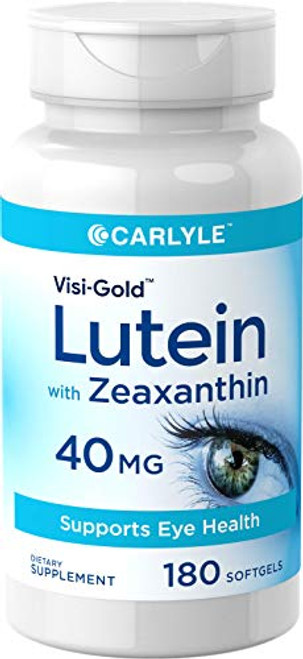 Lutein and Zeaxanthin 40 mg |180 Softgels | Eye Health Vitamins | Non-GMO & Gluten Free Supplement | by Carlyle