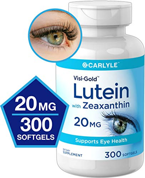 Lutein and Zeaxanthin 20mg | 300 Softgels | Eye Health Vitamins | Non-GMO & Gluten Free Supplement | by Carlyle Lutein and Zeaxanthin 20mg | 300 Softgels | Eye Health Vitamins | Non-GMO & Gluten Free Supplement | by Carlyle