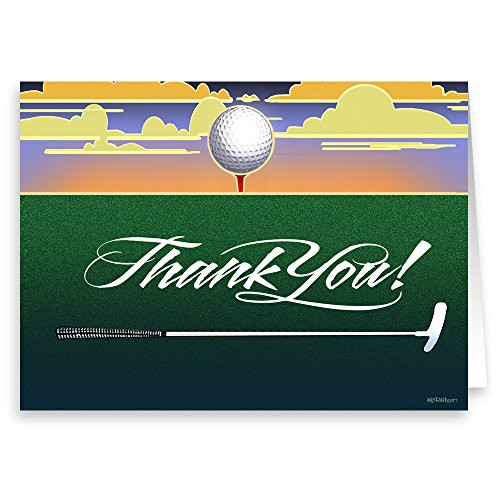 Golf Thank You Note Card - 18 Boxed Cards & Envelopes - Golfing Gifts