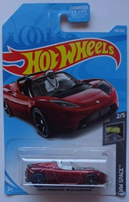 Hot Wheels 2019 HW Space Tesla Roadster with Starman Figure109/250, Maroon Hot Wheels 2019 HW Space Tesla Roadster with Starman Figure109/250, Maroon