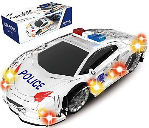 INCHOI [Upgraded Battery Operated Bump & Go Action 8 Police Car Justice Enforcement Team | Changes Direction On Contact | Flashing LED Lights & Siren Sounds | Toy for Toddlers & Kids