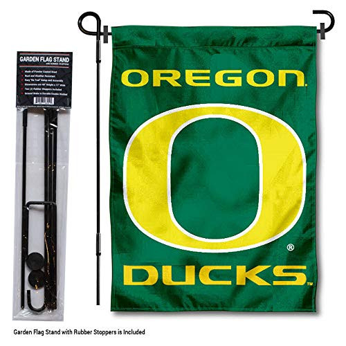 College Flags & Banners Co. Oregon Ducks Green Garden Flag with Pole Stand Holder