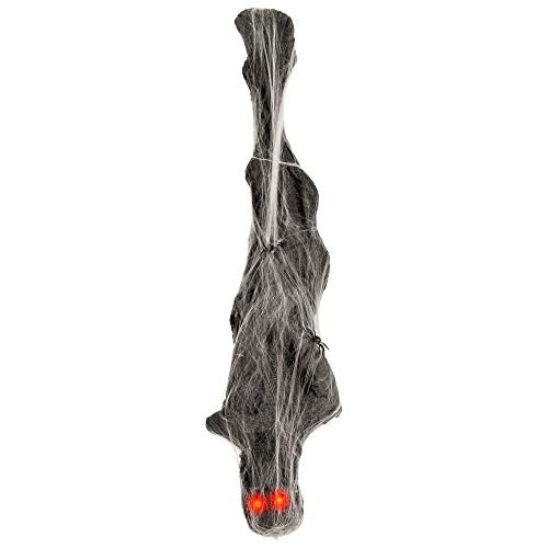Halloween Haunters Animated 4 Foot Hanging Light-Up Shaking Body Cocoon Corpse Prop Decoration - Scary LED Skull Eyes, Howling Sounds - Human Mummy with Spooky Spiders and Webs