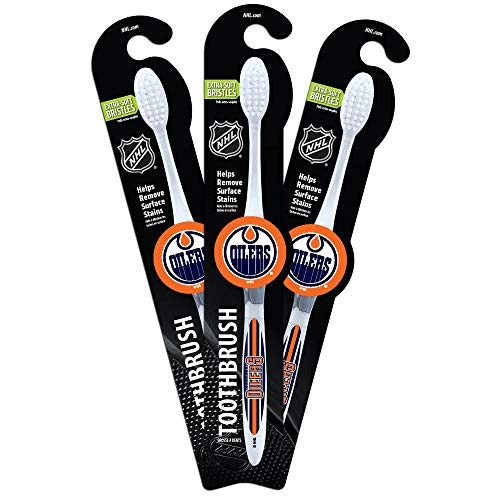 Worthy Promo NHL Edmonton Oilers Toothbrush (Pack 3), Clear