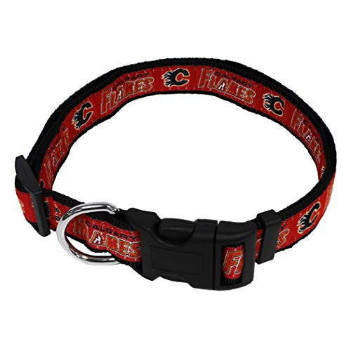 Pets First NHL Calgary Flames Collar for Dogs & Cats, Large. - Adjustable, Cute & Stylish! The Ultimate Hockey Fan Collar!